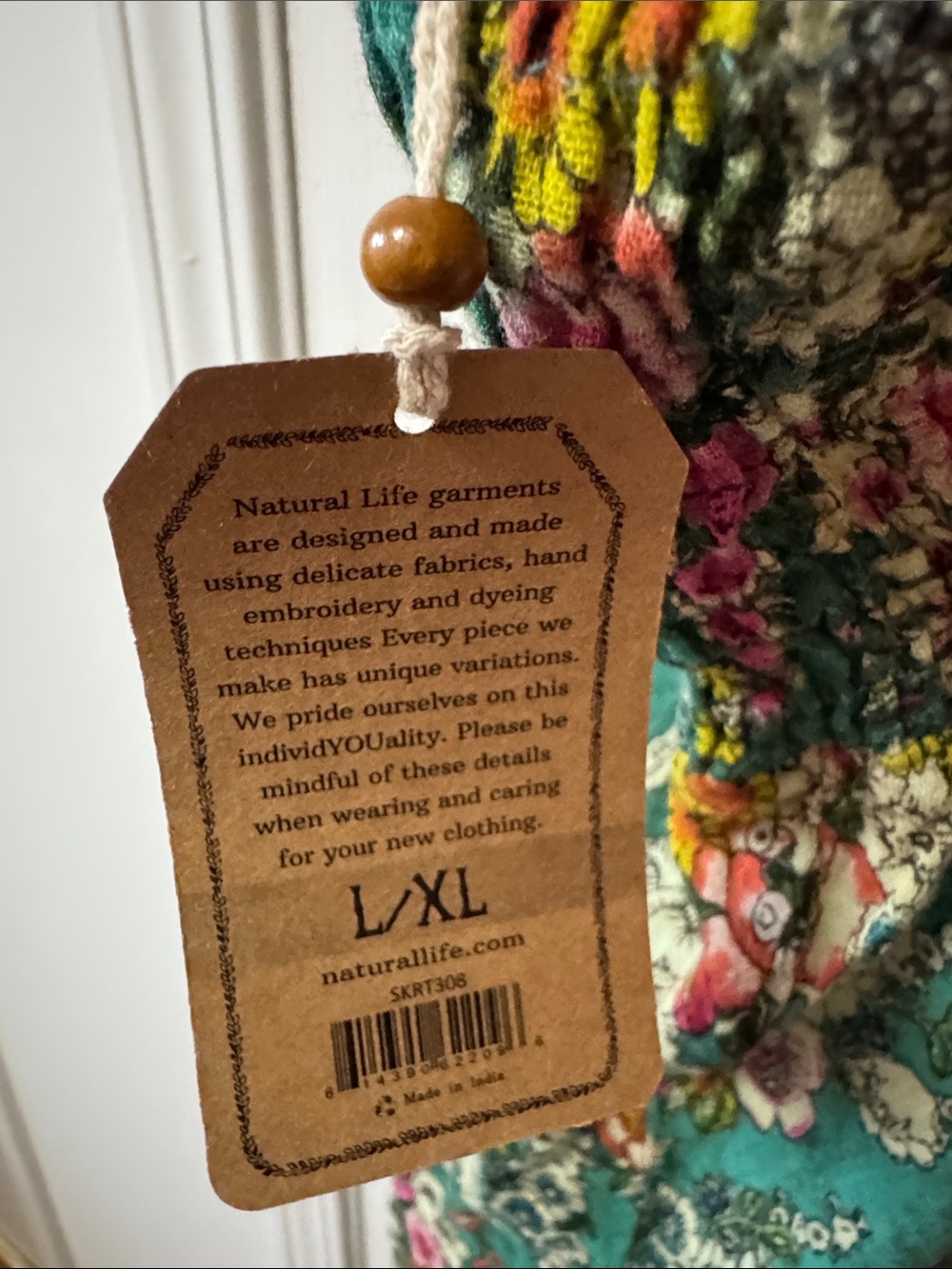 Natural Life Women's Green Floral Handkerchief Hem Skirt 100% Cotton - Picture 6 of 11